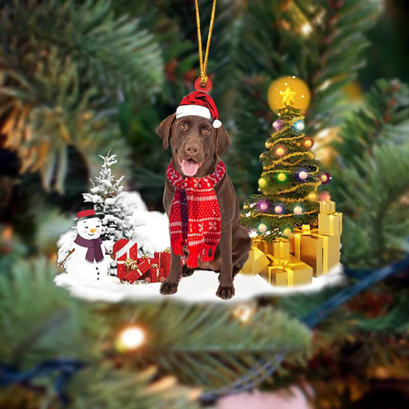 Chocolate Labrador Retriever Christmas Ornament SM006-Jolura