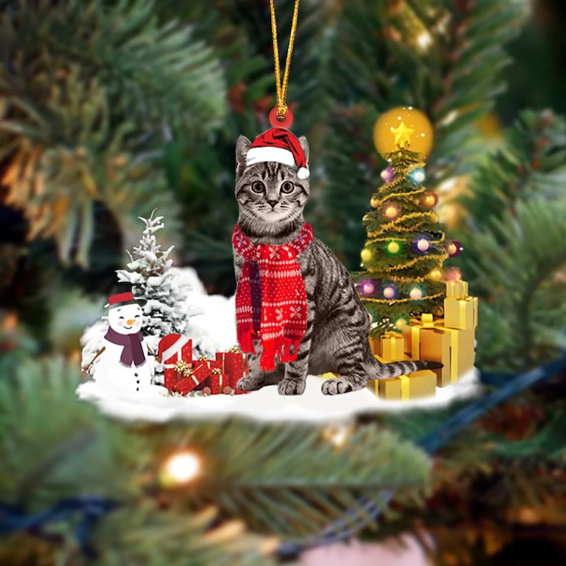 Tabby Cat Christmas Ornament SM029-Jolura