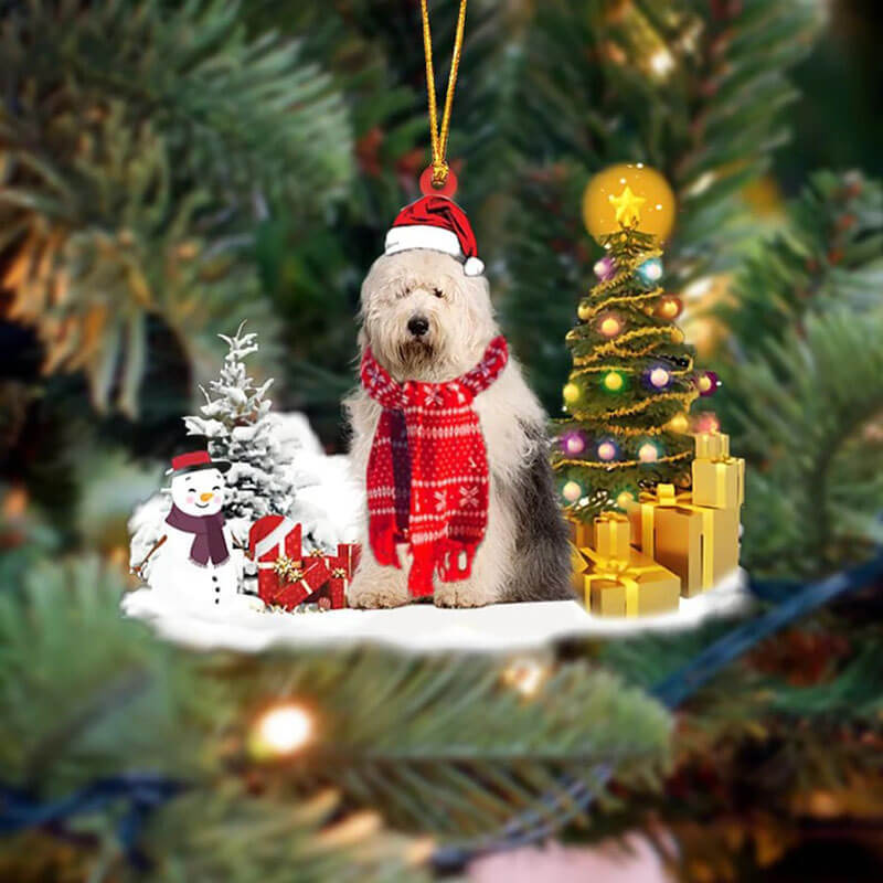 Old English Sheepdog Christmas Ornament SM049-Jolura