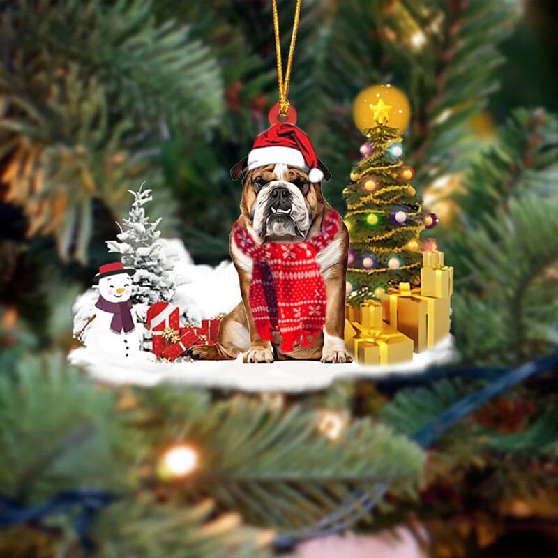 English Bulldog Christmas Ornament SM073-Jolura