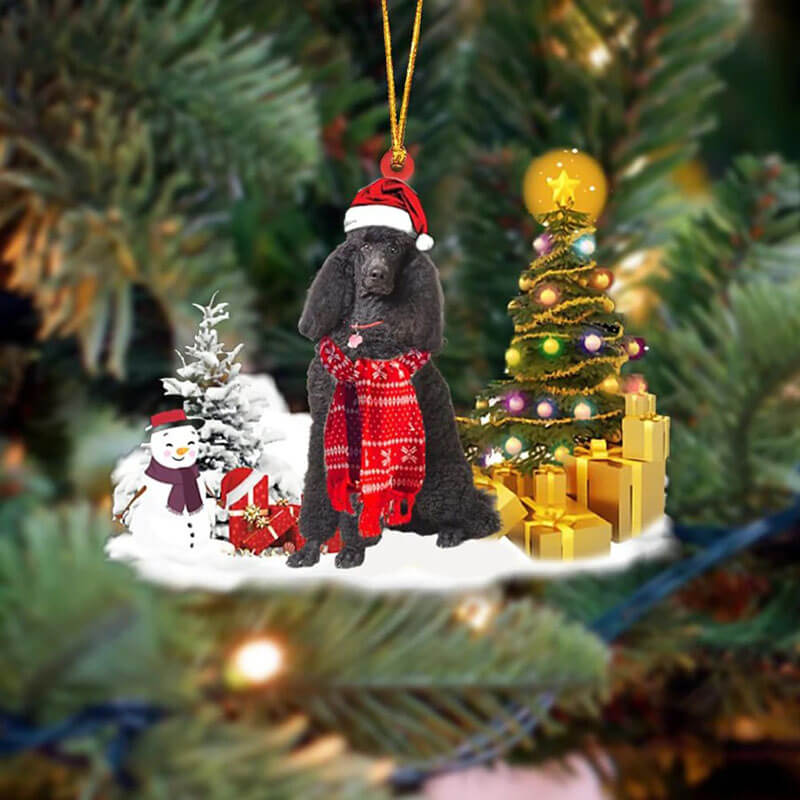Black Poodle Christmas Ornament SM093-Jolura