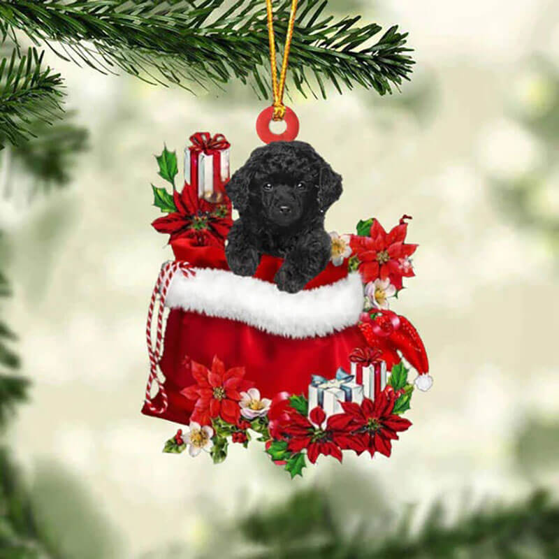 Poodle In Gift Bag Christmas Ornament GB004-Jolura