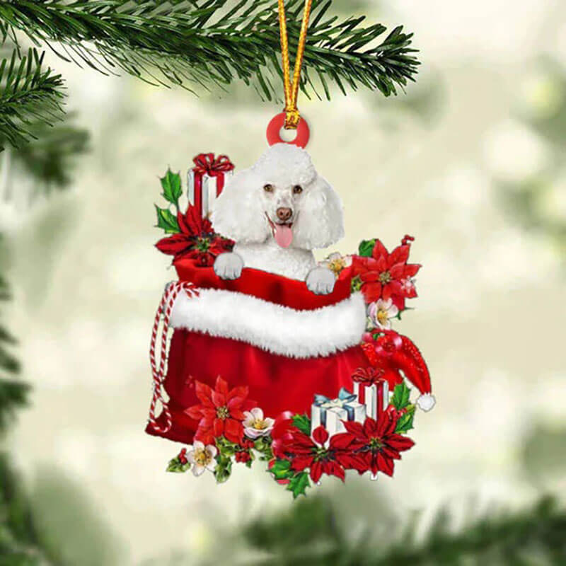Poodle In Gift Bag Christmas Ornament GB005-Jolura