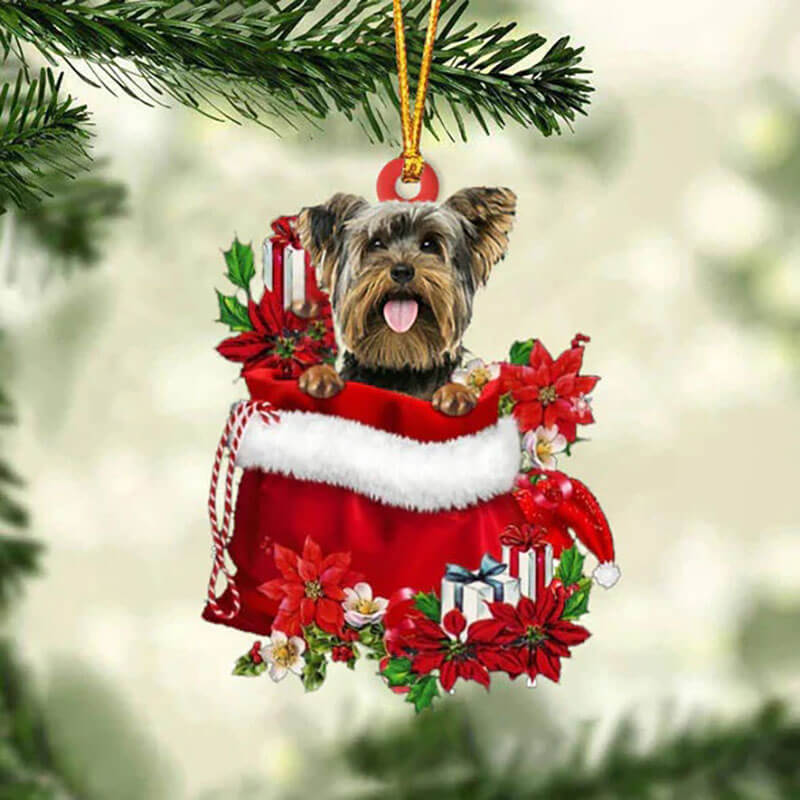 Yorkshire Terrier In Gift Bag Christmas Ornament GB007-Jolura