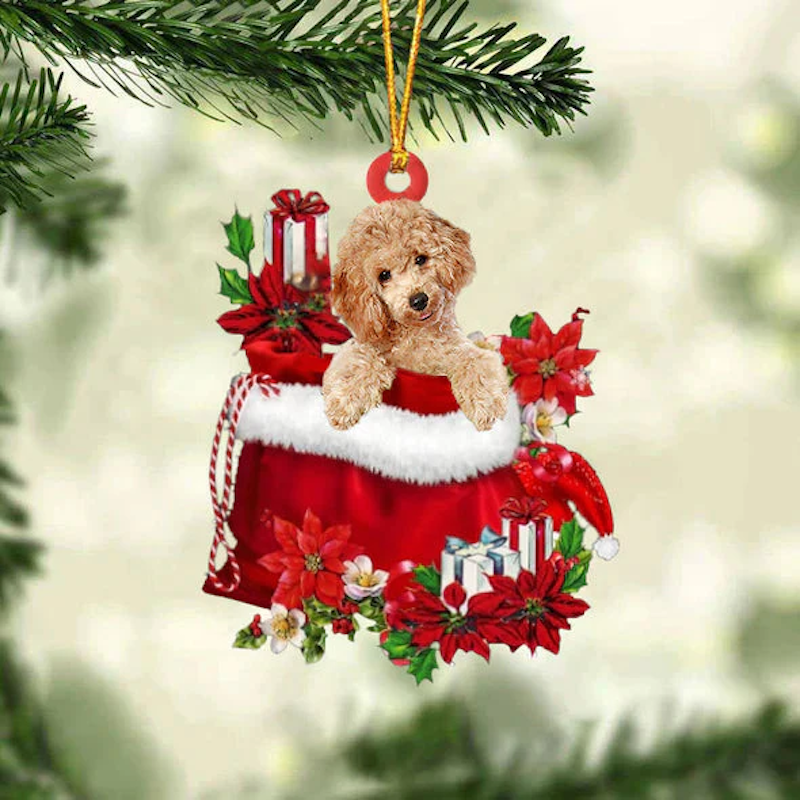 Poodle In Gift Bag Christmas Ornament GB010-Jolura