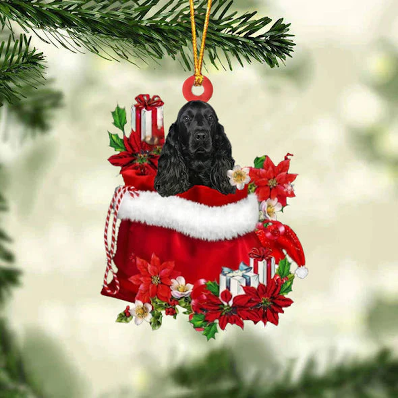 Black Cocker Spaniel Gift Bag Christmas Ornament GB015-Jolura