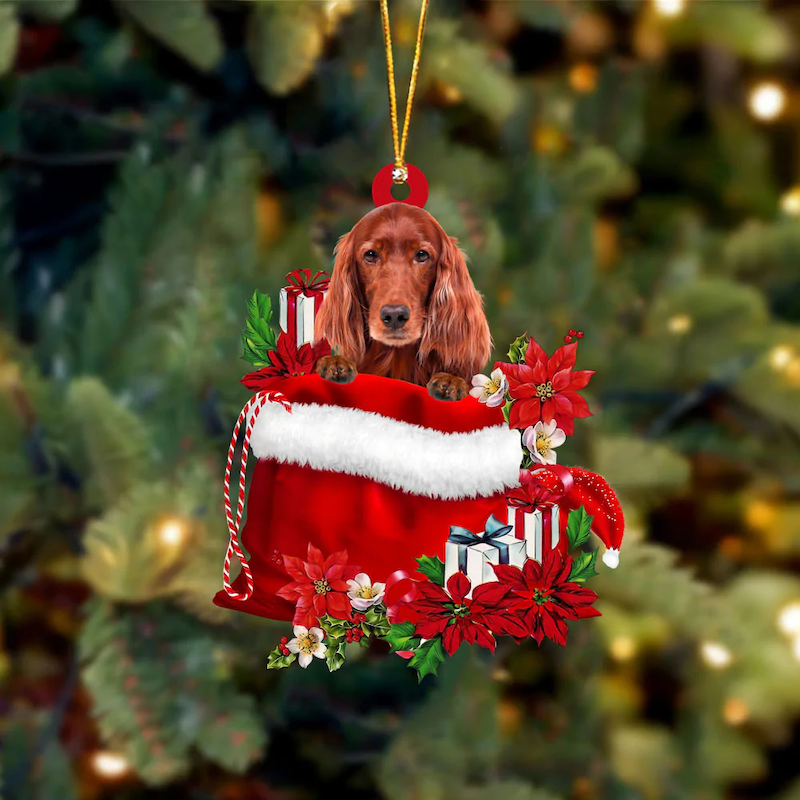 Irish Setter In Gift Bag Christmas Ornament GB018-Jolura