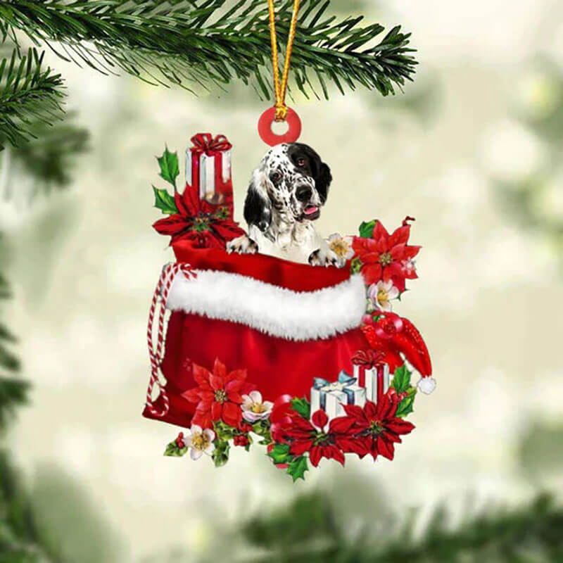 English Setter In Gift Bag Christmas Ornament GB024-Jolura