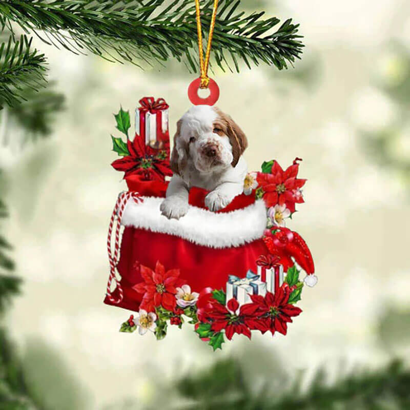 Clumber Spaniel In Gift Bag Christmas Ornament GB027-Jolura