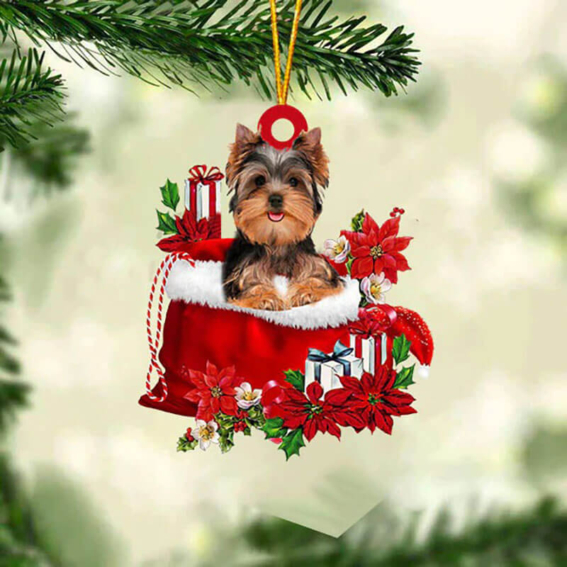 Yorkshire Terrier In Gift Bag Christmas Ornament GB037-Jolura
