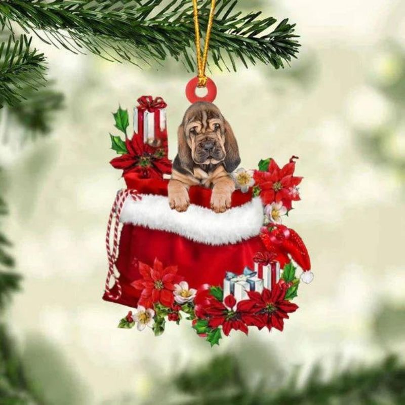 Bloodhound In Gift Bag Christmas Ornament GB049-Jolura