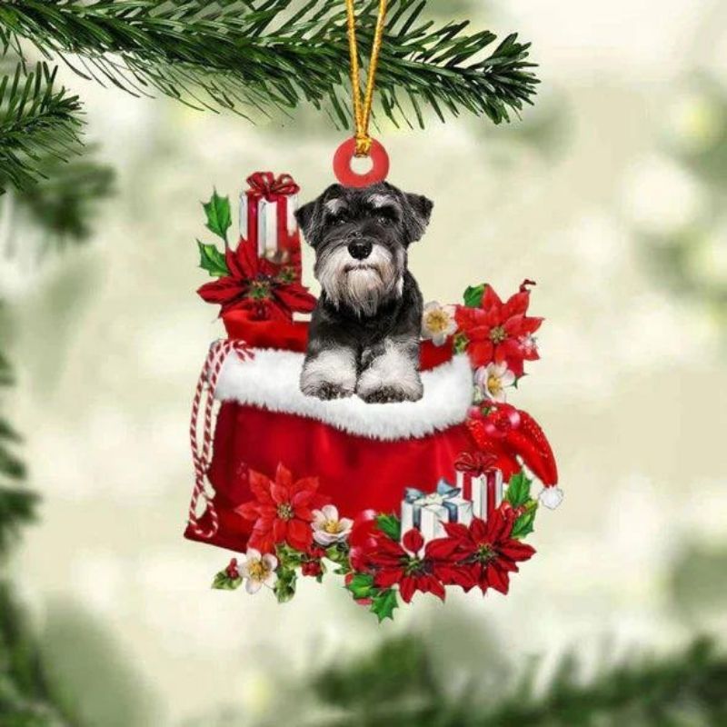 Schnauzer In Gift Bag Christmas Ornament GB051-Jolura