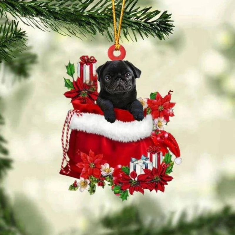 Pug In Gift Bag Christmas Ornament GB055-Jolura