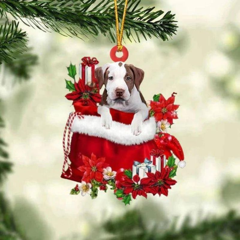 Pit Bull In Gift Bag Christmas Ornament GB057-Jolura