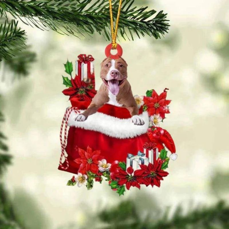 Pit Bull In Gift Bag Christmas Ornament GB058-Jolura