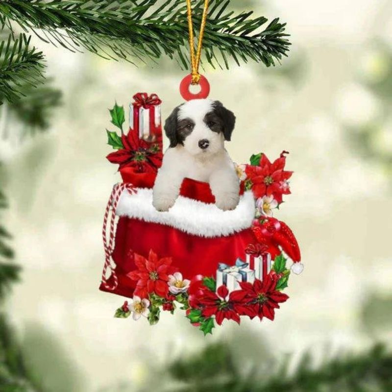 Old English Sheepdog In Gift Bag Christmas Ornament GB060-Jolura