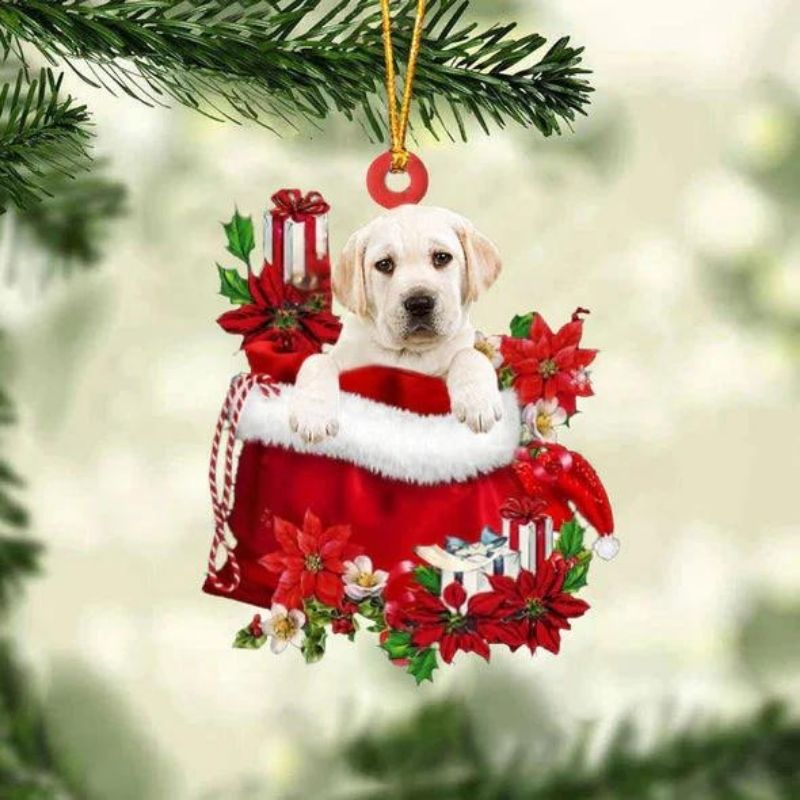 Labrador Retriever In Gift Bag Christmas Ornament GB062-Jolura
