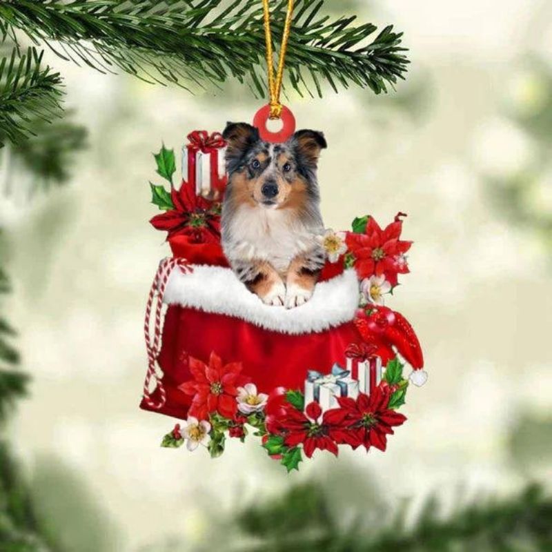 Shetland Sheepdog In Gift Bag Christmas Ornament GB066-Jolura