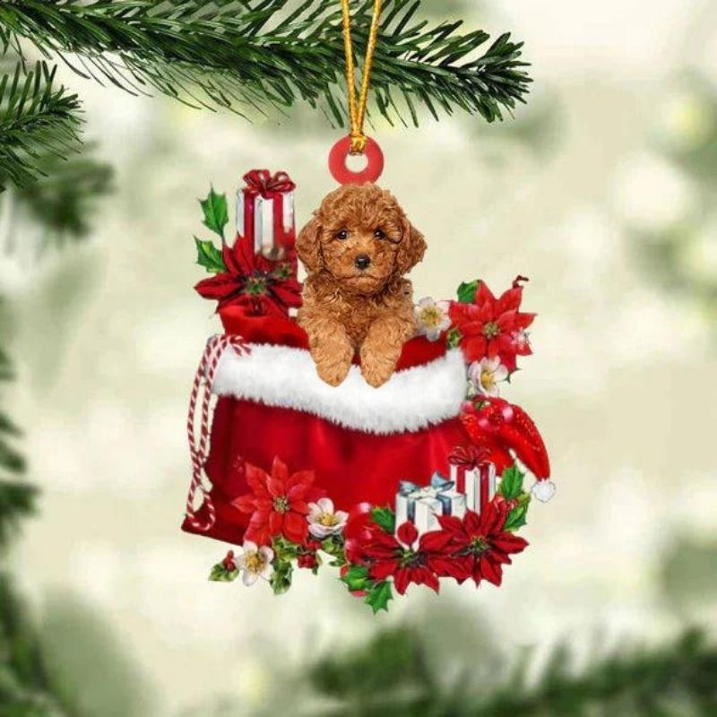 Poodle In Gift Bag Christmas Ornament GB068-Jolura