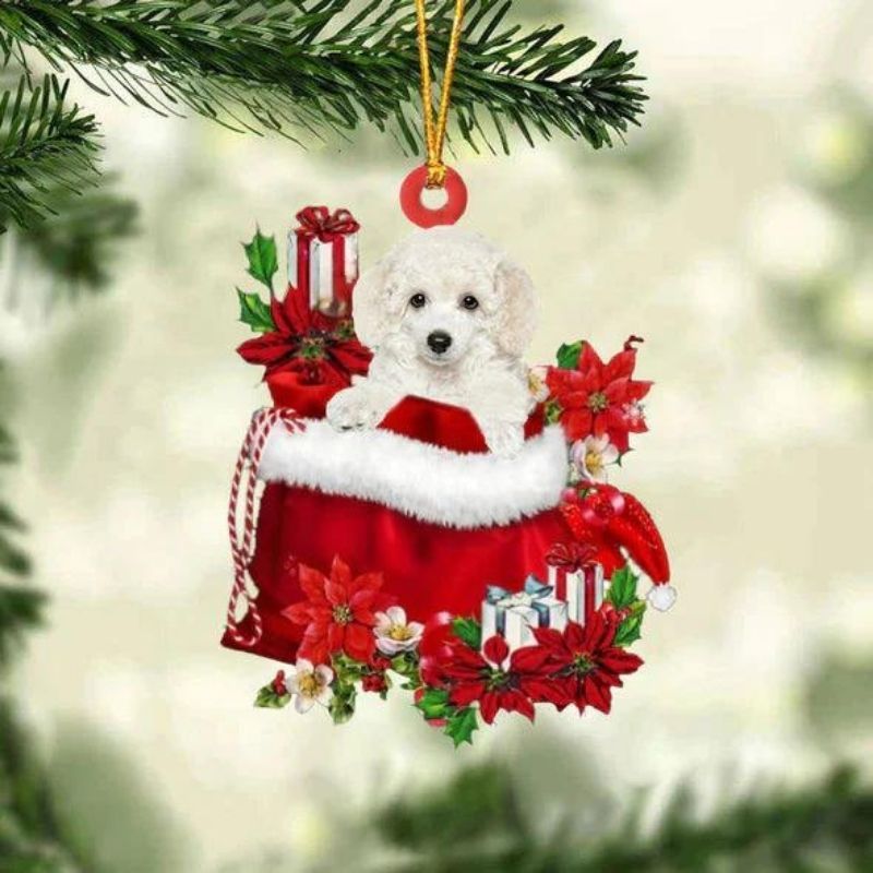 Poodle In Gift Bag Christmas Ornament GB070-Jolura