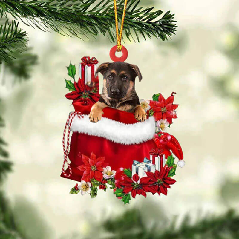 German Shepherd In Gift Bag Christmas Ornament GB073-Jolura