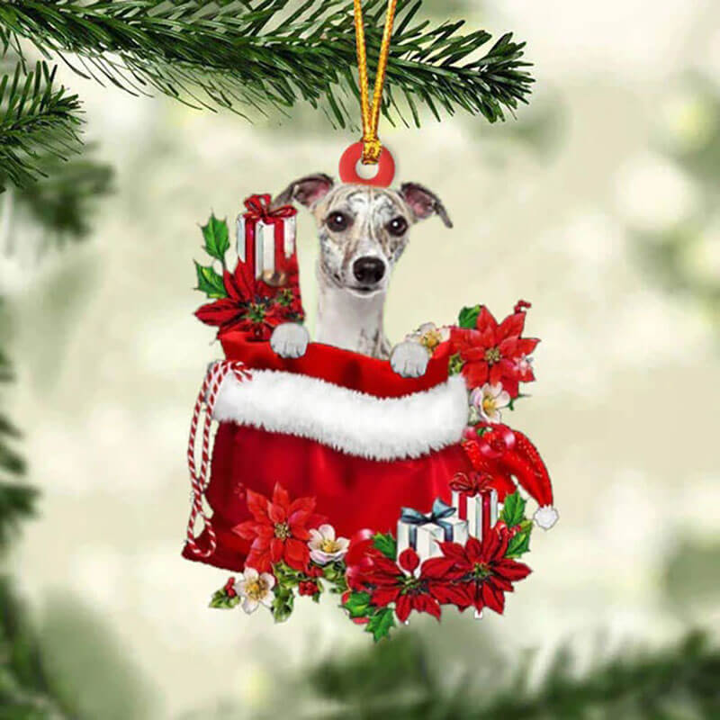 Whippet In Gift Bag Christmas Ornament GB099-Jolura