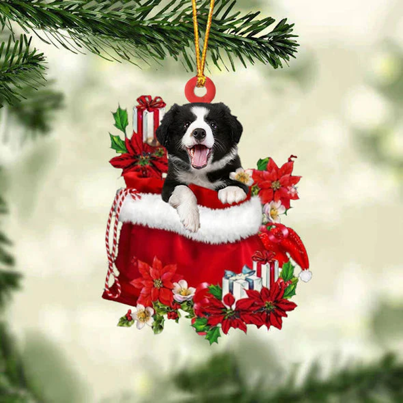 Border Collies In Gift Bag Christmas Ornament GB100-Jolura