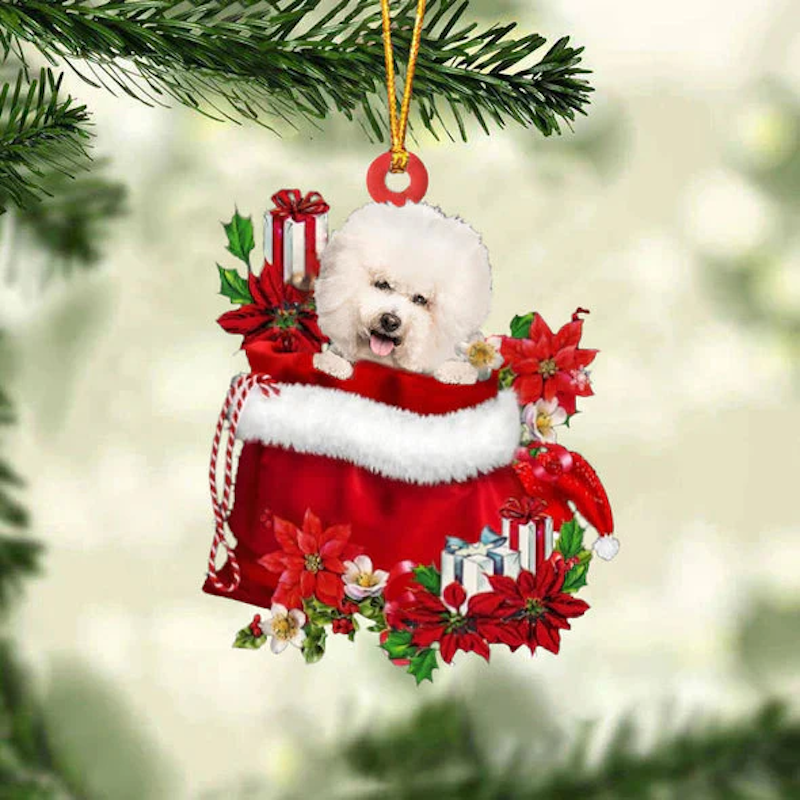 Bichon Frise In Gift Bag Christmas Ornament GB102-Jolura