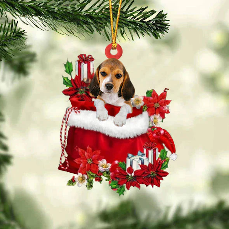 Beagle In Gift Bag Christmas Ornament GB104-Jolura
