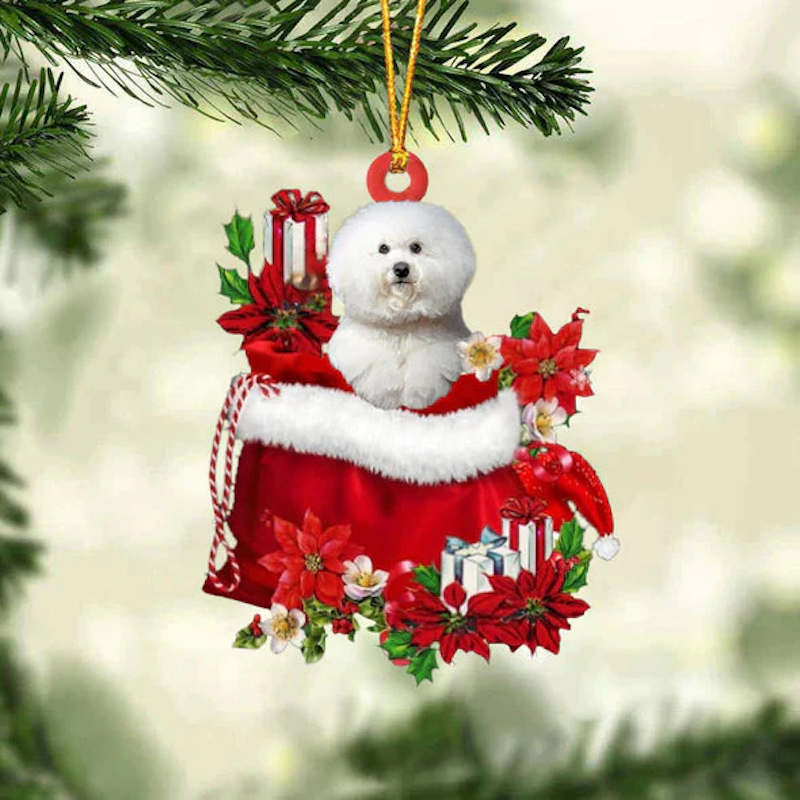 Bichon Frise In Gift Bag Christmas Ornament GB106-Jolura