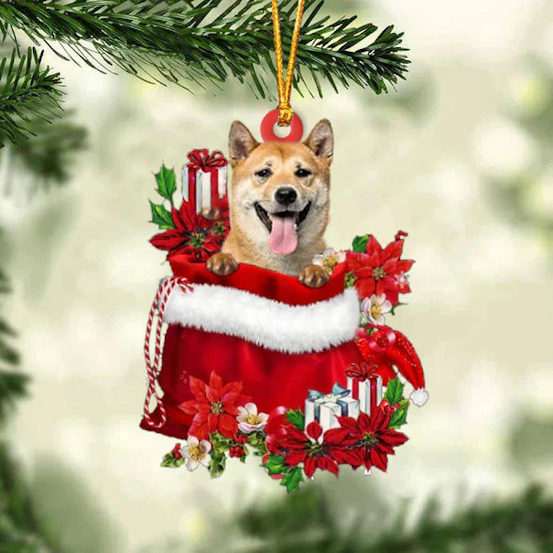 Shiba Inu In Gift Bag Christmas Ornament GB108-Jolura