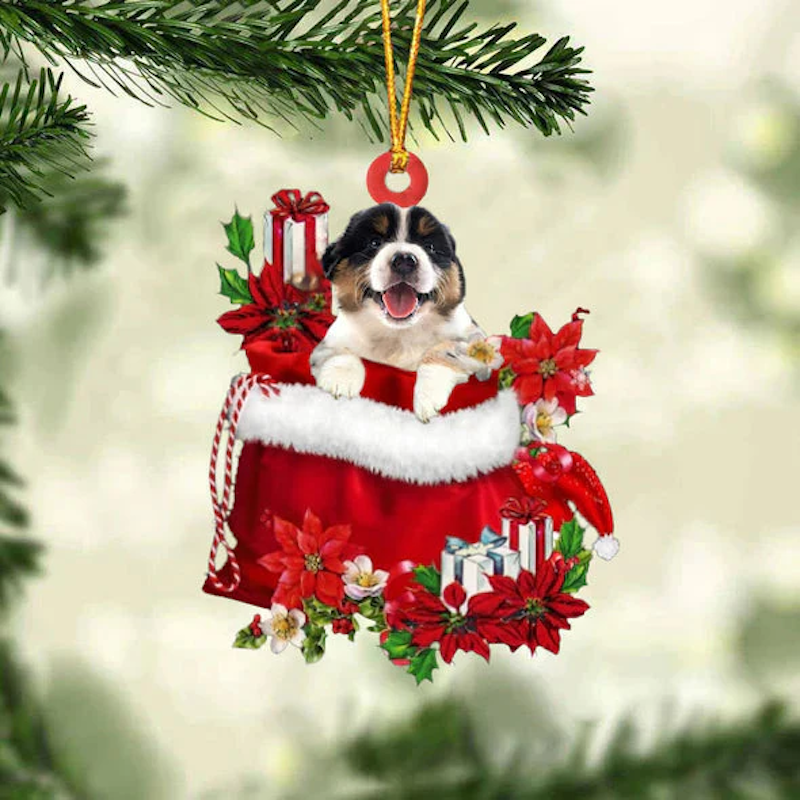 Australian Shepherd In Gift Bag Christmas Ornament GB109-Jolura