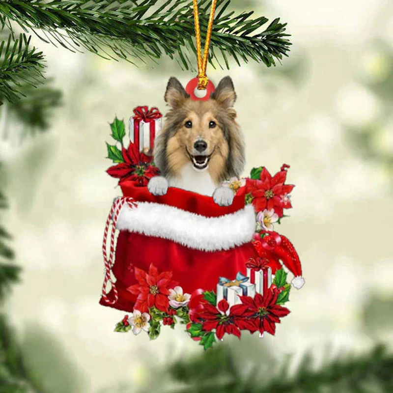 Shetland Sheepdog In Gift Bag Christmas Ornament GB110-Jolura