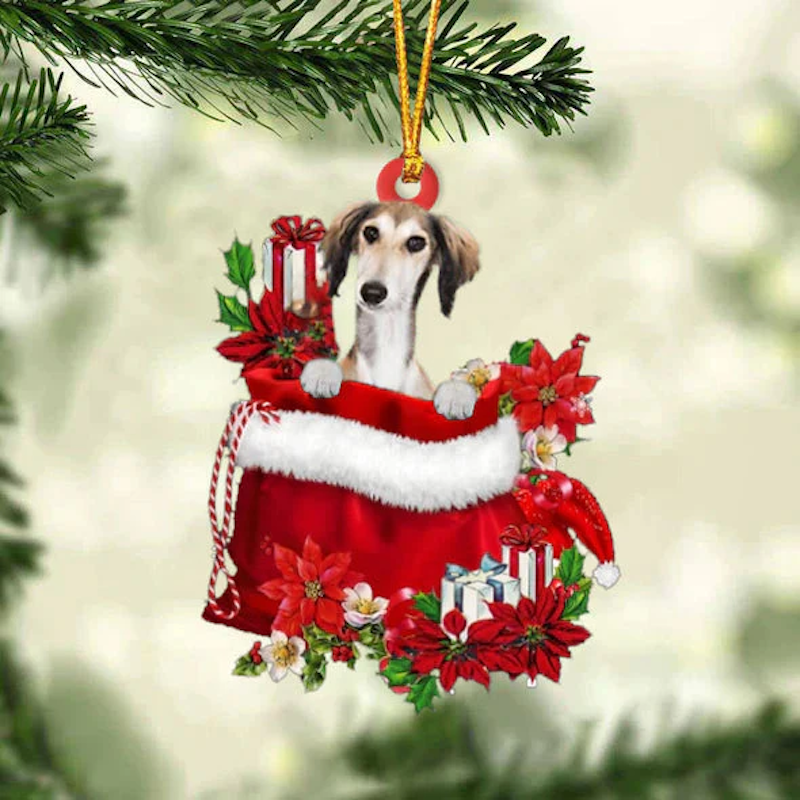 Saluki In Gift Bag Christmas Ornament GB114-Jolura