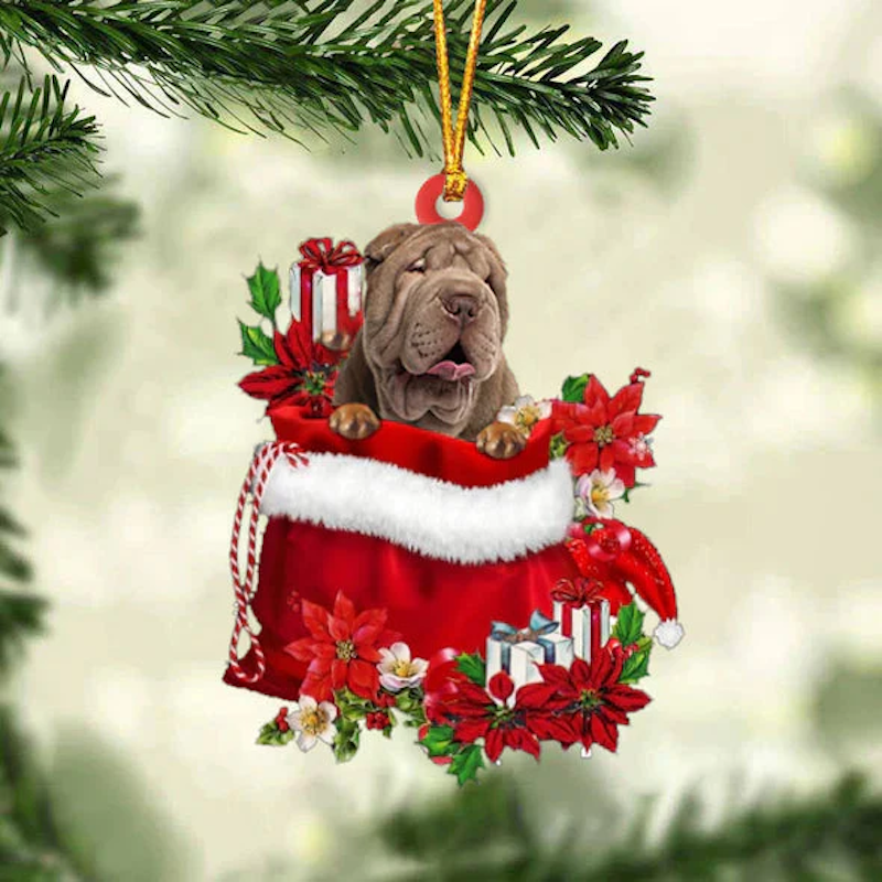 Shar Pei In Gift Bag Christmas Ornament GB118-Jolura