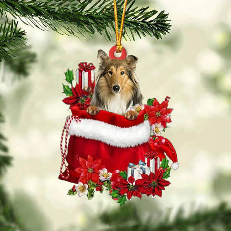 Scotch Collie In Gift Bag Christmas Ornament GB119-Jolura
