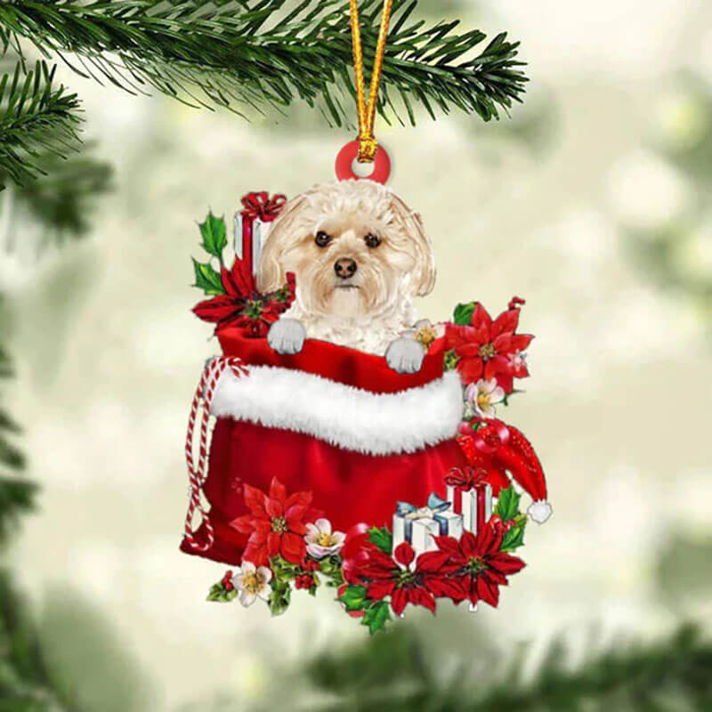 Morkie In Gift Bag Christmas Ornament GB124-Jolura