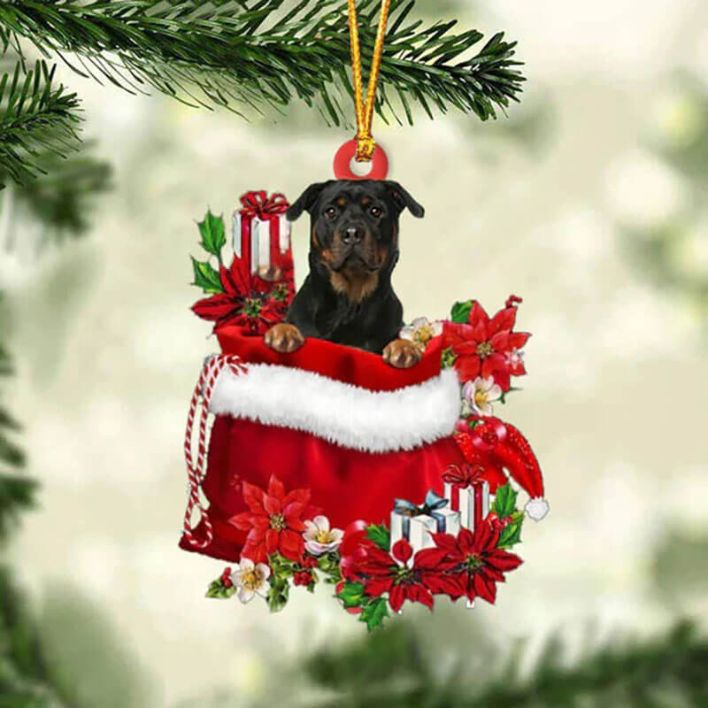 Rottweiler In Gift Bag Christmas Ornament GB132-Jolura