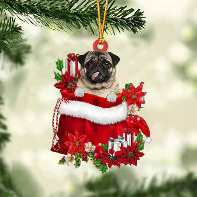 Pug In Gift Bag Christmas Ornament GB133-Jolura