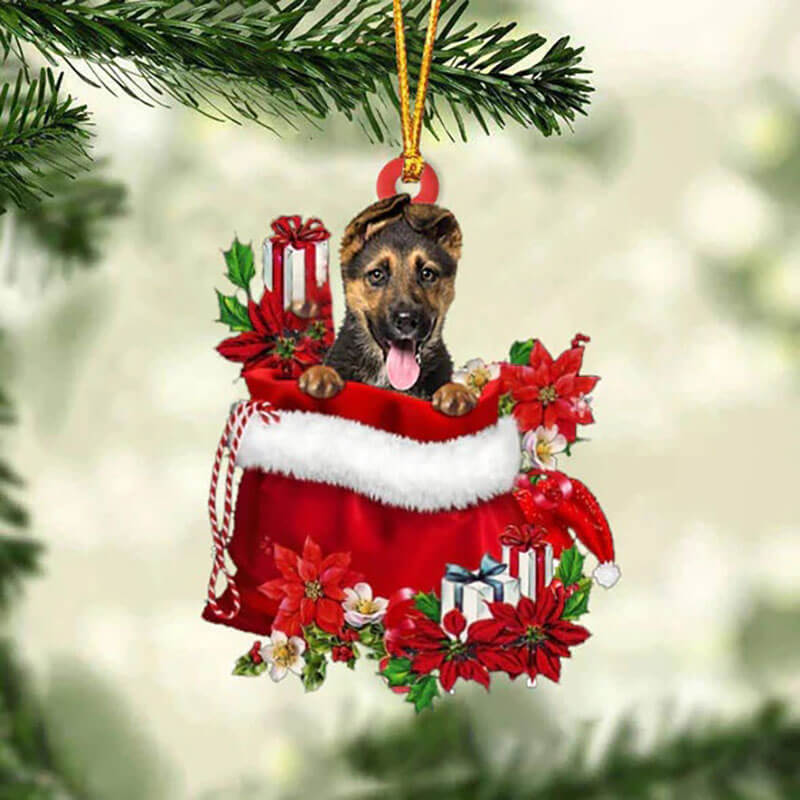 German Shepherd In Gift Bag Christmas Ornament GB134-Jolura