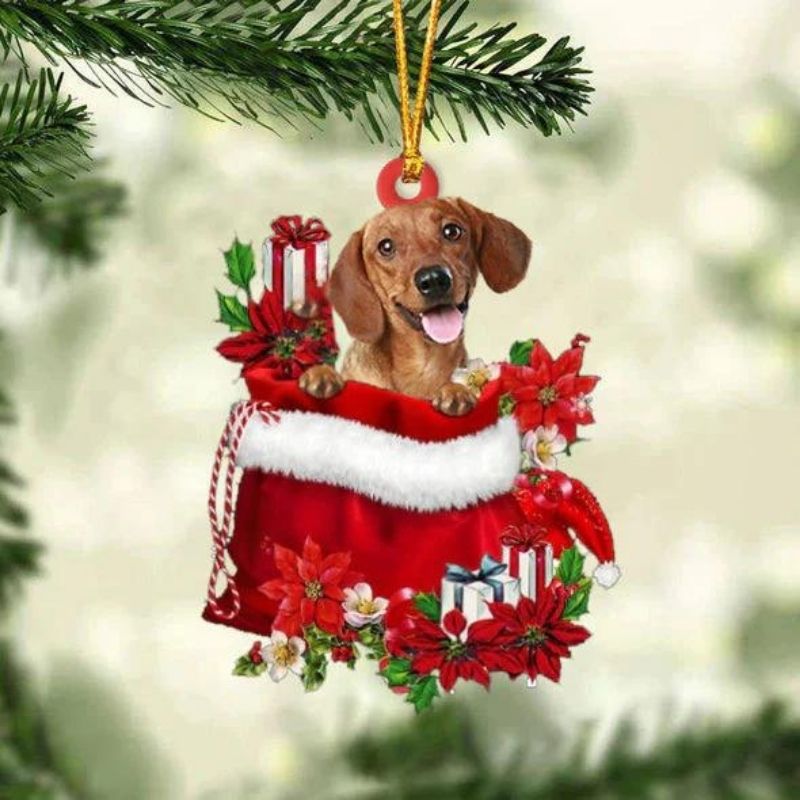 Dachshund In Gift Bag Christmas Ornament GB137-Jolura
