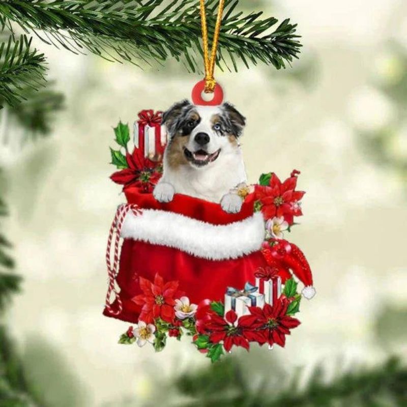 Australian Shepherd In Gift Bag Christmas Ornament GB140-Jolura