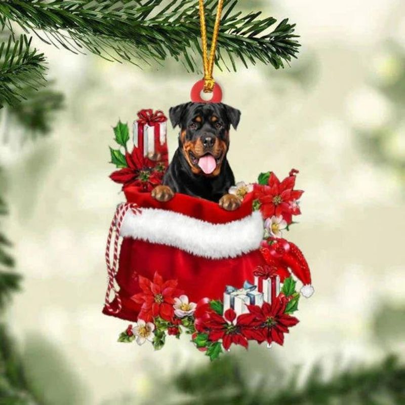 Rottweiler In Gift Bag Christmas Ornament GB142-Jolura