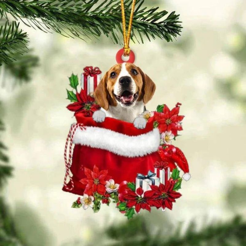 Beagle In Gift Bag Christmas Ornament GB144-Jolura