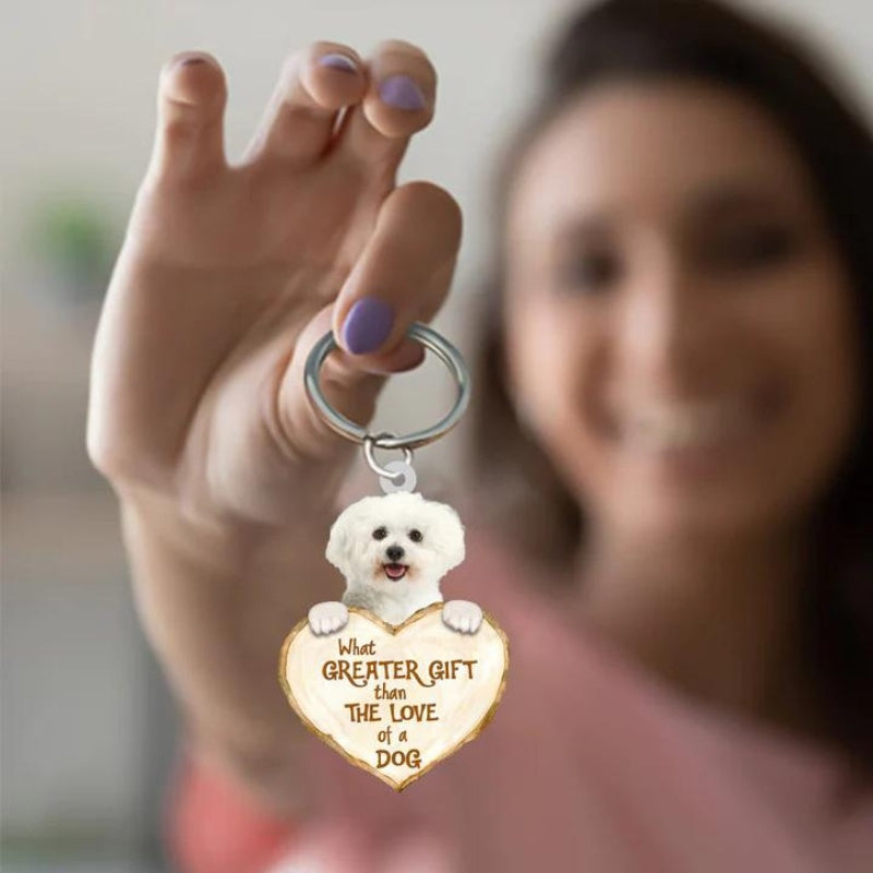 Maltese What Greater Gift Than The Love Of A Dog Acrylic Keychain GG009-Jolura