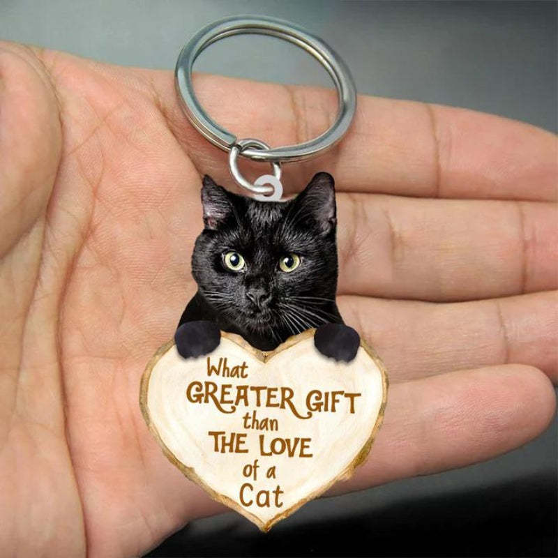 Black Cat What Greater Gift Than The Love Of A Cat Acrylic Keychain GG043-Jolura