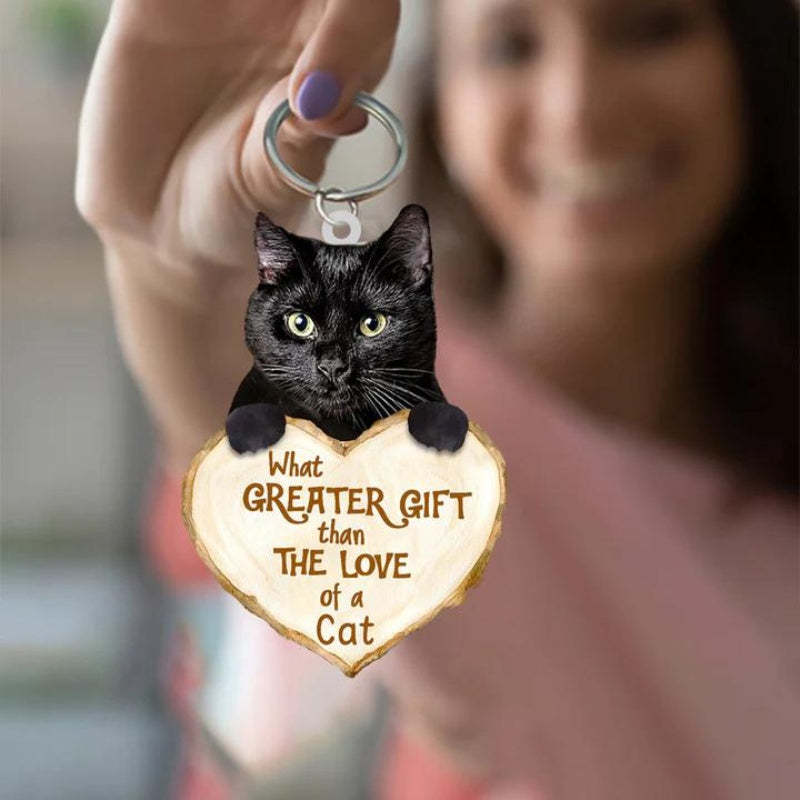 Black Cat What Greater Gift Than The Love Of A Cat Acrylic Keychain GG043-Jolura