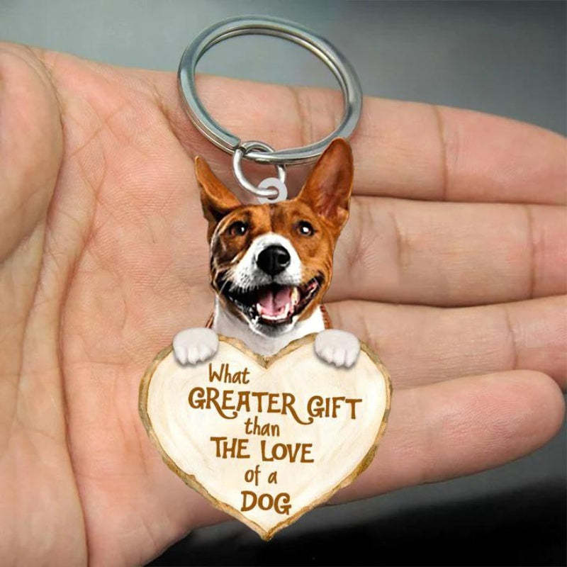 Basenji What Greater Gift Than The Love Of A Dog Acrylic Keychain GG121-Jolura