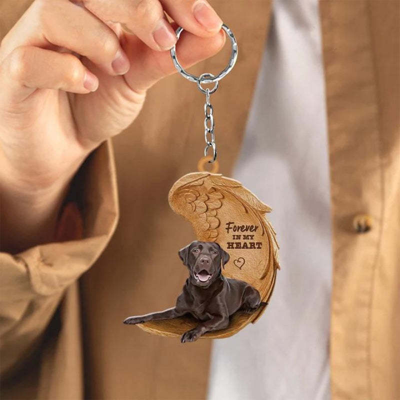 Chocolate Labrador Retriever Forever In My Heart Acrylic Keychain FK002-Jolura