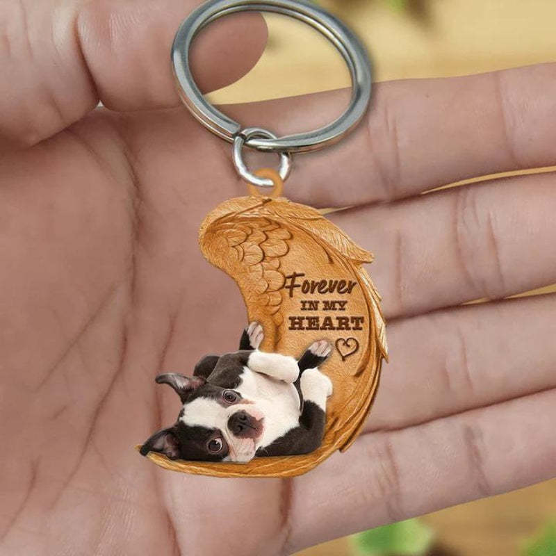 Boston Terrier Forever In My Heart Acrylic Keychain FK006-Jolura